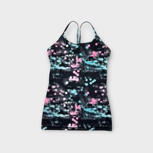 Ivivva By Lululemon Power Y Tumblin Racerback Neon Pink & Blue Spot Pattern Top
